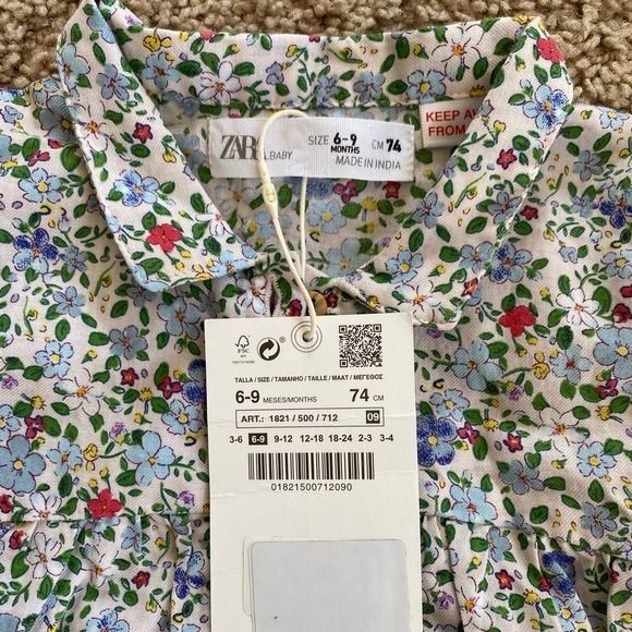 NWT Zara Baby Floral Button-Up Blouse Top - Easter Dress size 6-9 mo - Picture 3 of 9